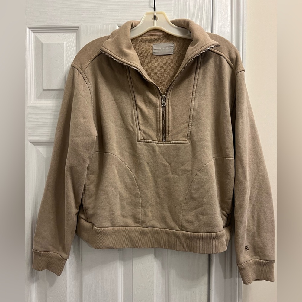 Everlane The Track Half Zip Pullover Long Sleeve Sweatshirt Burnt Sugar Medium